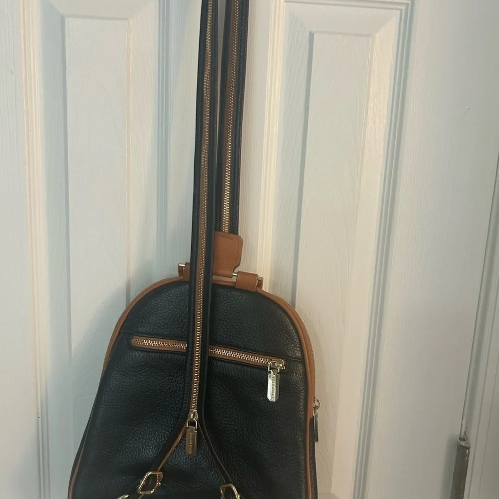 Valentina Black Pebbled Italian Leather Sling Backpack/Shoulder Bag